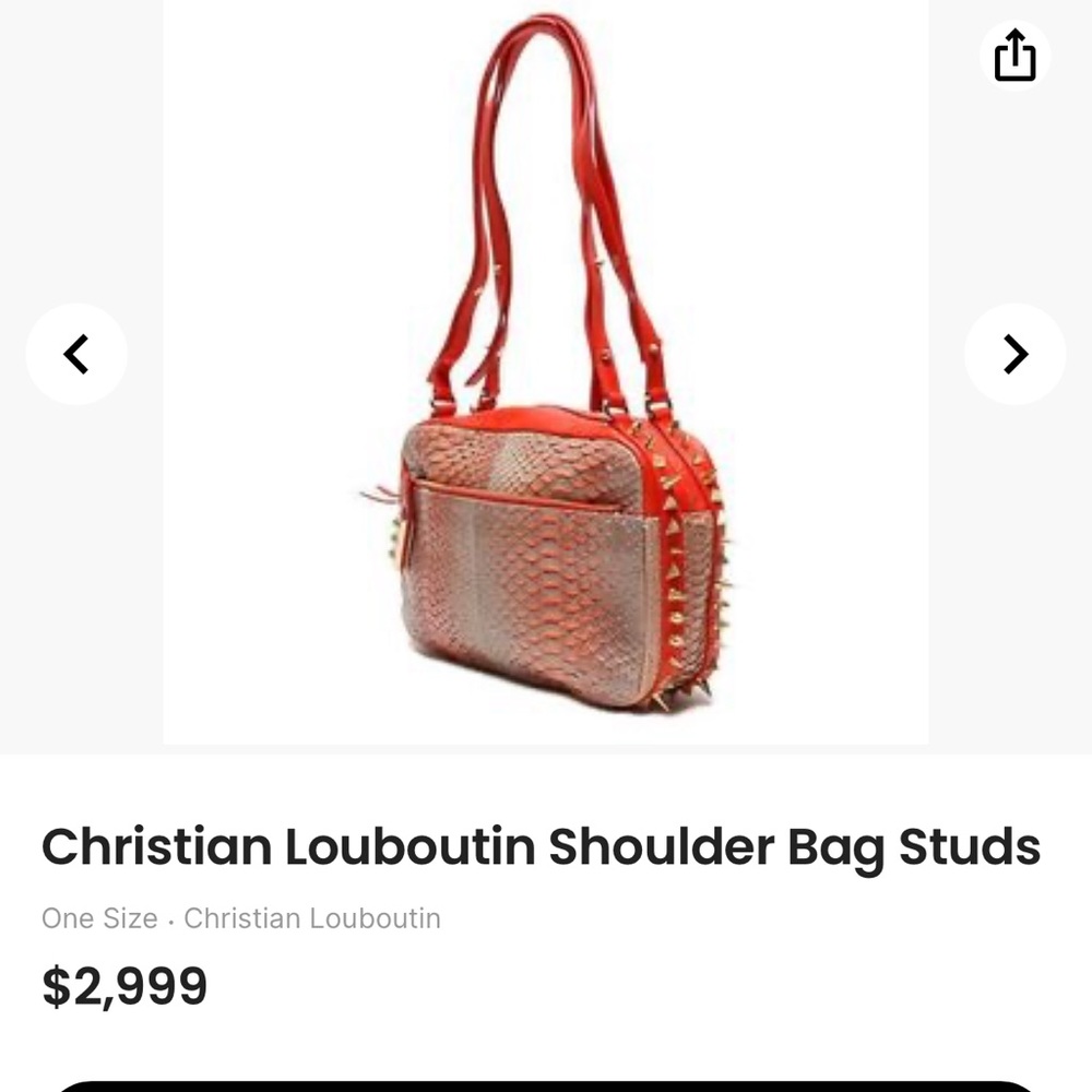 Rare! Christian Louboutin snakeskin dragon scales coral gold stud bag